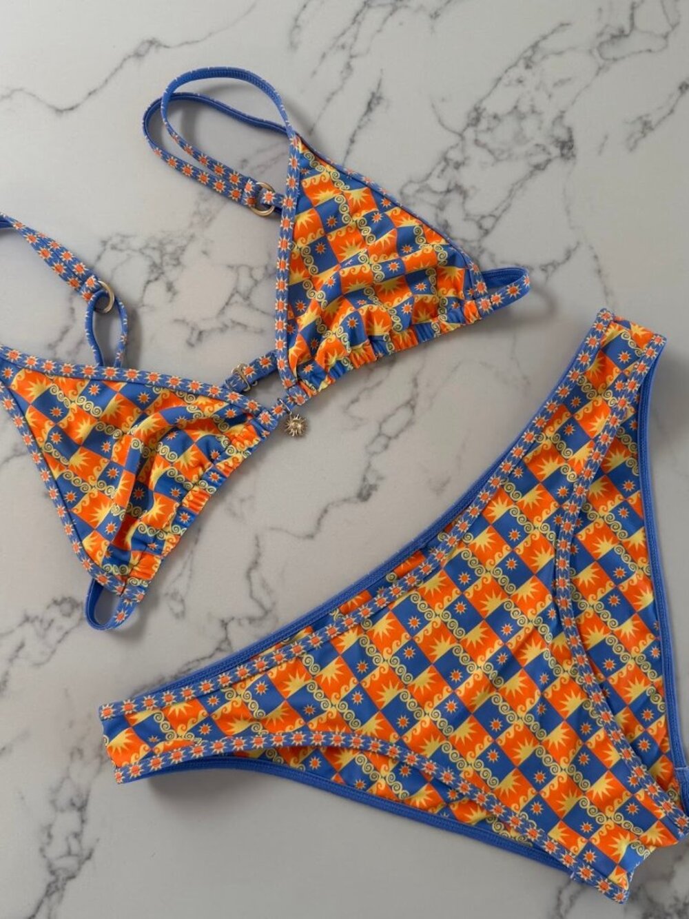 Kulani Kinis Bralette Top & Modest Coverage Bottom - Sunburst - Size Medium